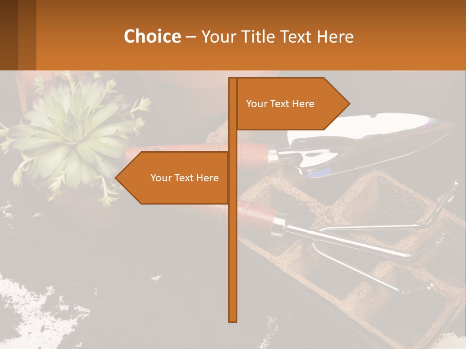 Hand Tools For Flowerpots PowerPoint Template