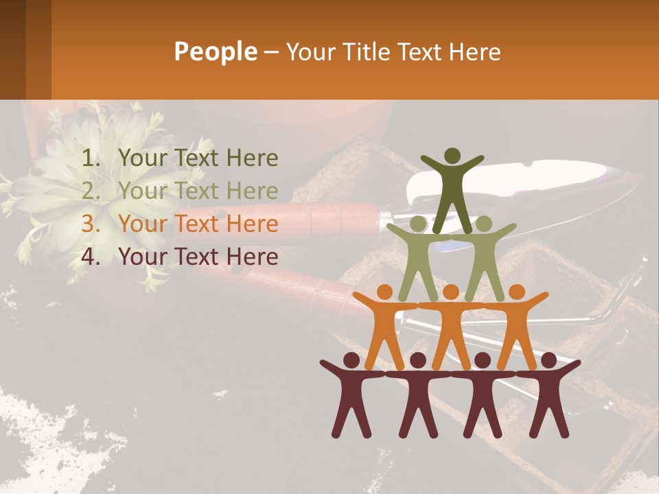 Hand Tools For Flowerpots PowerPoint Template