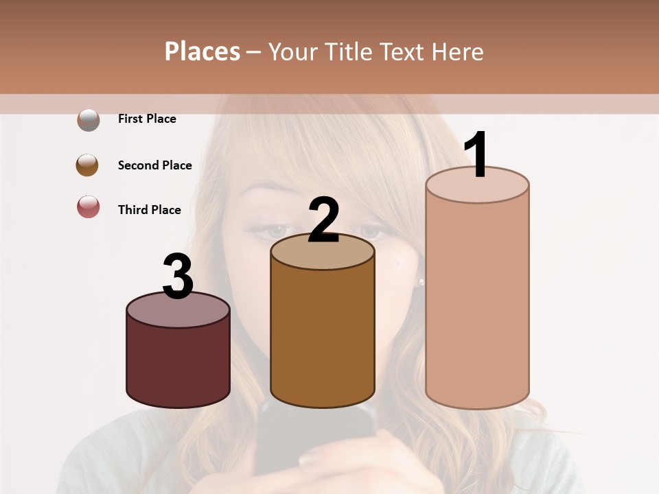 The Girl Looks At The Phone PowerPoint Template