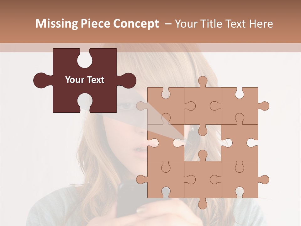 The Girl Looks At The Phone PowerPoint Template