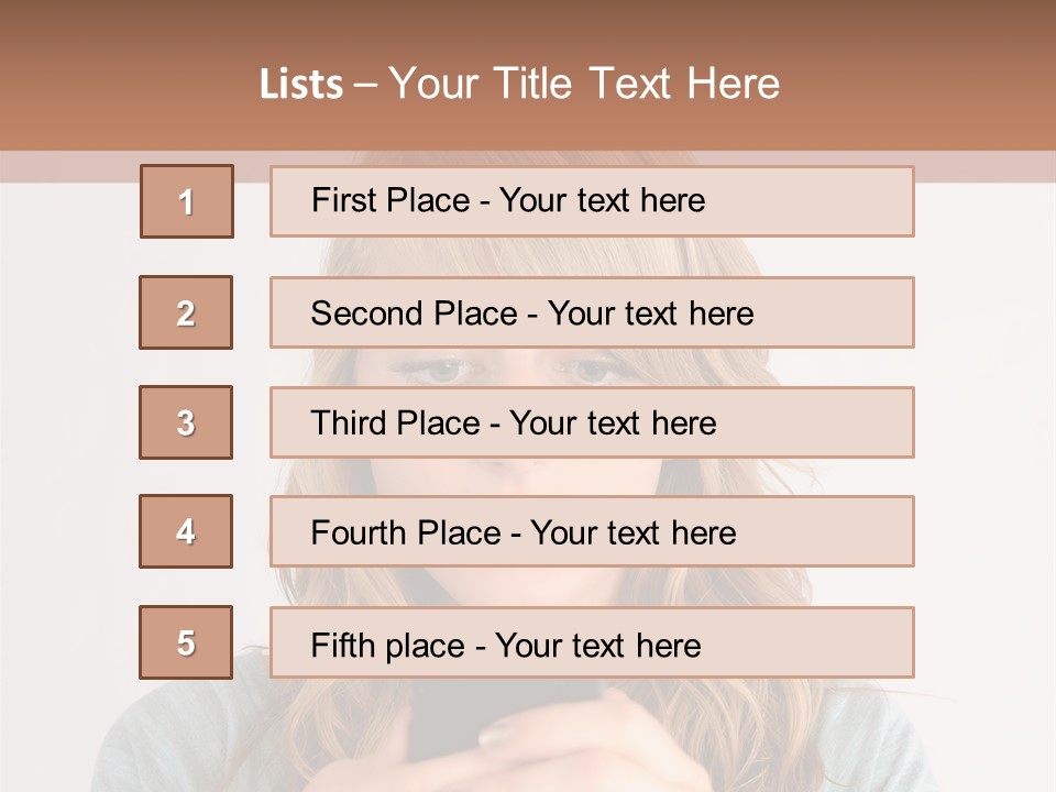 The Girl Looks At The Phone PowerPoint Template