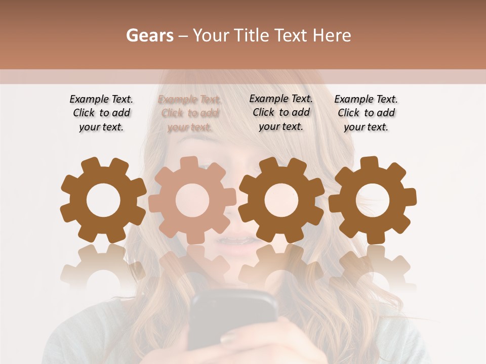 The Girl Looks At The Phone PowerPoint Template