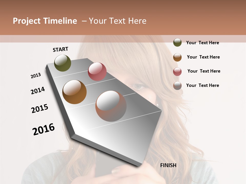 The Girl Looks At The Phone PowerPoint Template