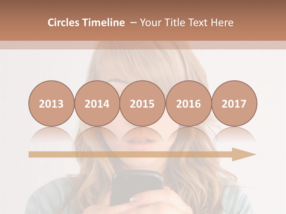 The Girl Looks At The Phone PowerPoint Template