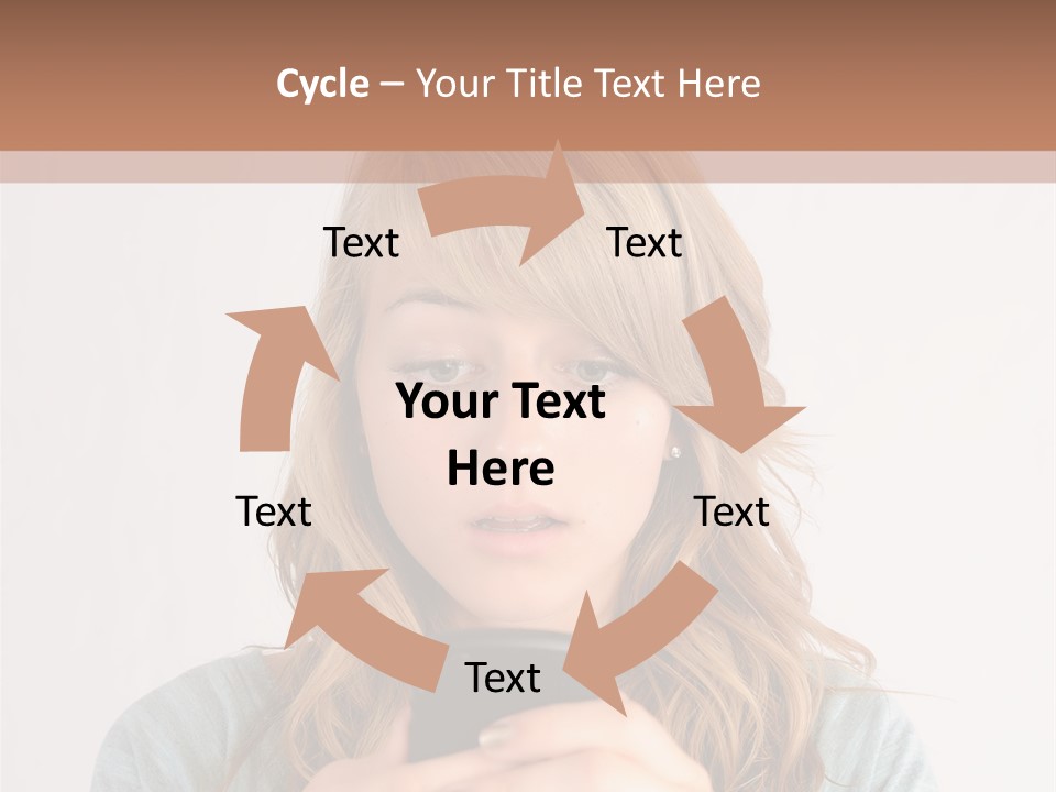The Girl Looks At The Phone PowerPoint Template