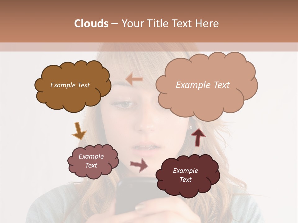 The Girl Looks At The Phone PowerPoint Template