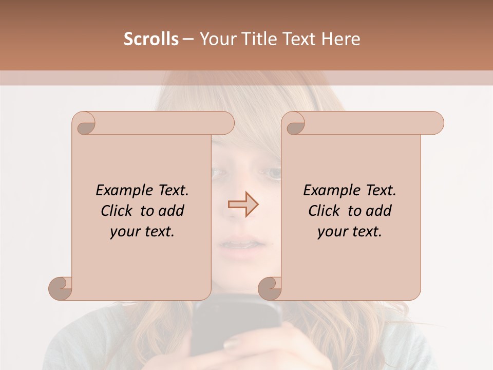 The Girl Looks At The Phone PowerPoint Template