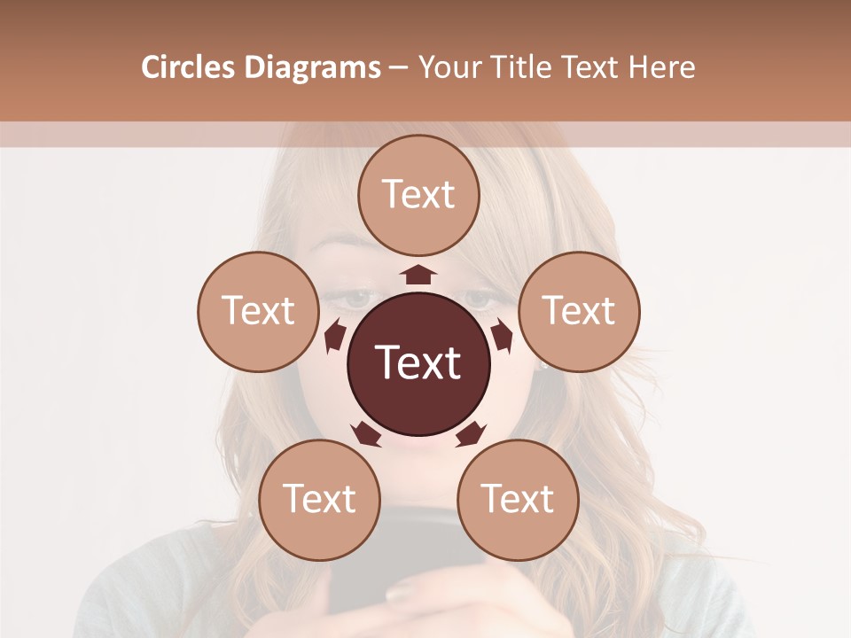 The Girl Looks At The Phone PowerPoint Template