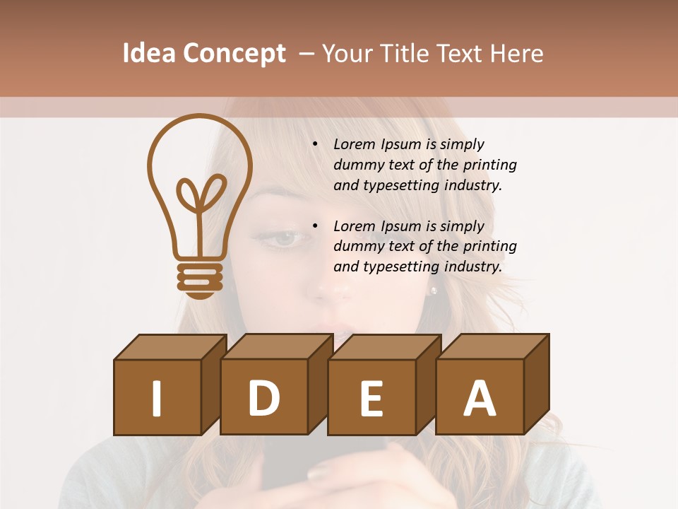 The Girl Looks At The Phone PowerPoint Template