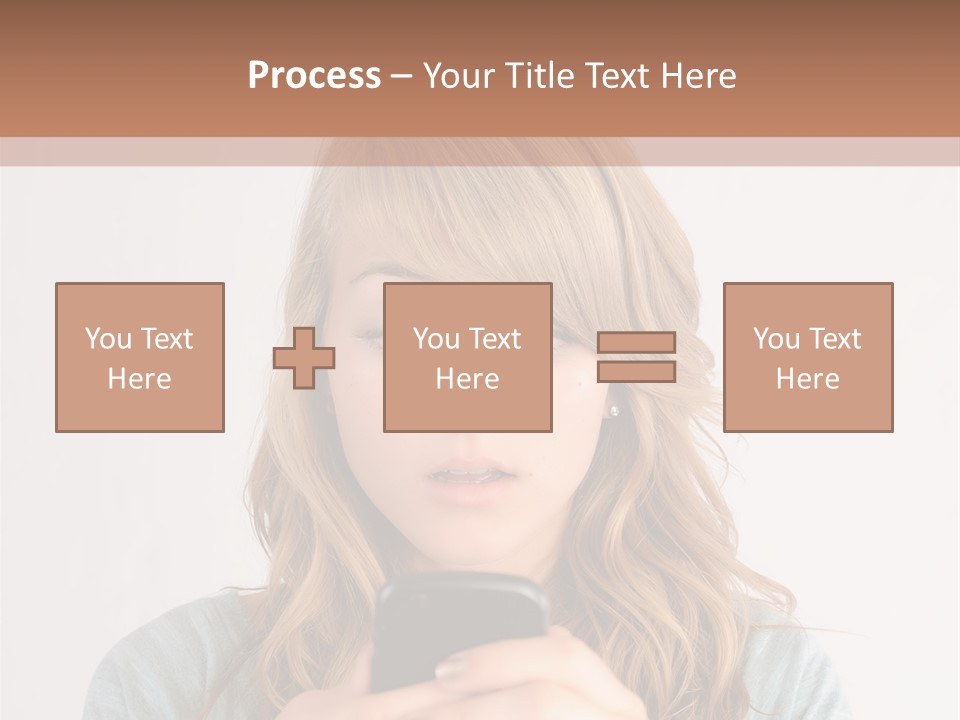 The Girl Looks At The Phone PowerPoint Template