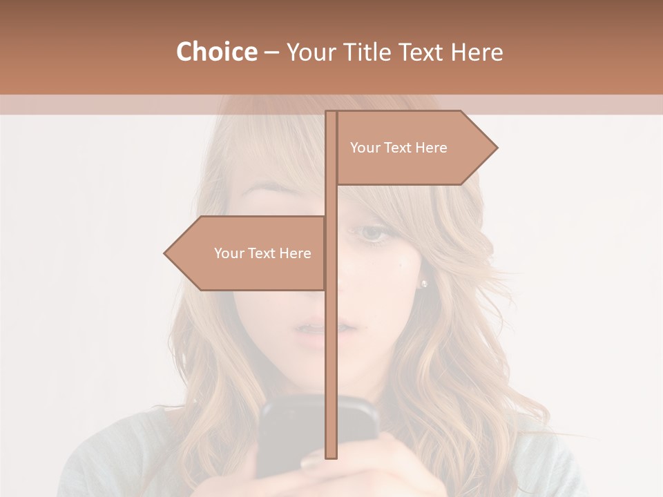 The Girl Looks At The Phone PowerPoint Template