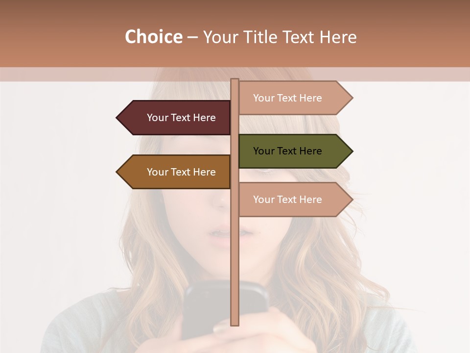 The Girl Looks At The Phone PowerPoint Template