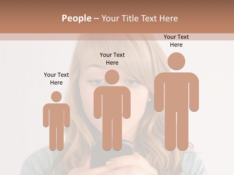 The Girl Looks At The Phone PowerPoint Template