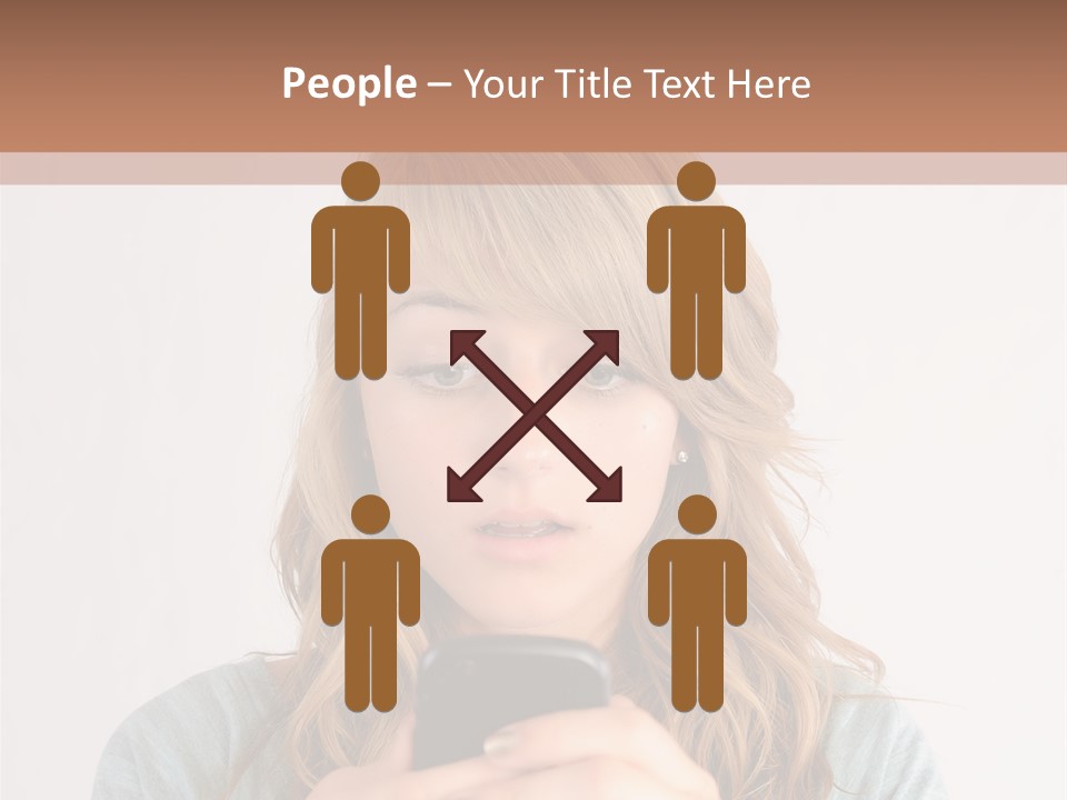 The Girl Looks At The Phone PowerPoint Template