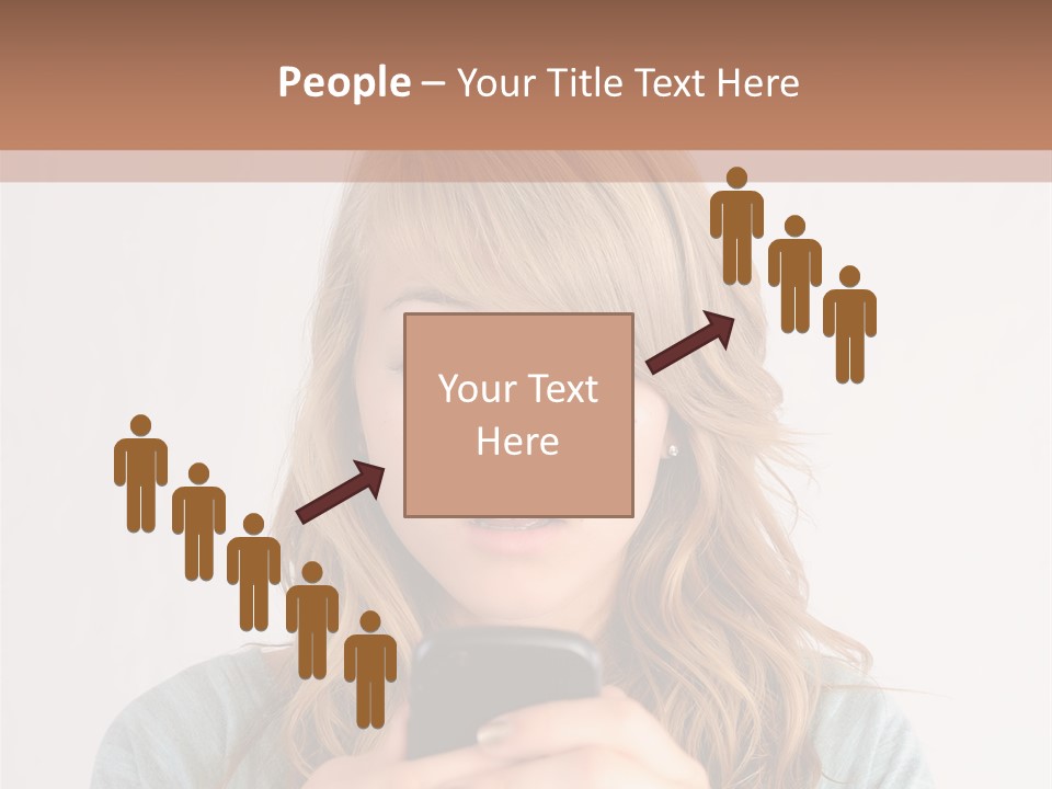 The Girl Looks At The Phone PowerPoint Template