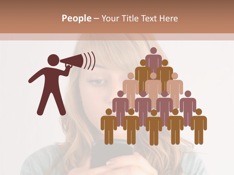 The Girl Looks At The Phone PowerPoint Template