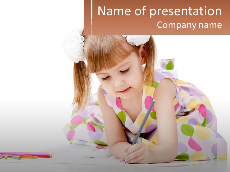 Girl Child Draws PowerPoint Template