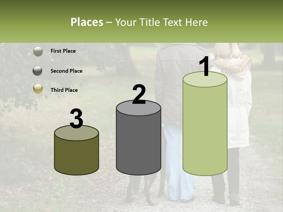 Couple On A Walk With The Dog PowerPoint Template