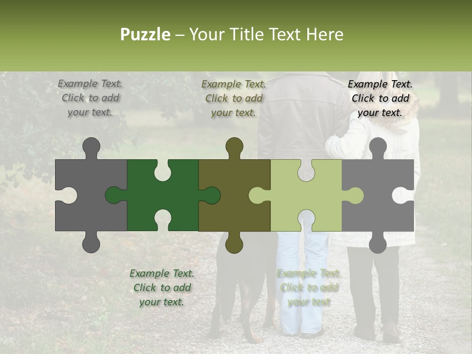 Couple On A Walk With The Dog PowerPoint Template