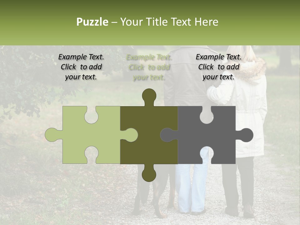 Couple On A Walk With The Dog PowerPoint Template