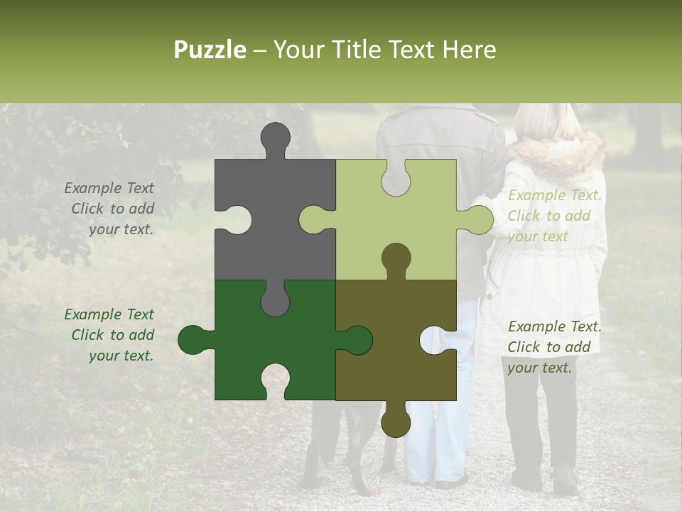 Couple On A Walk With The Dog PowerPoint Template