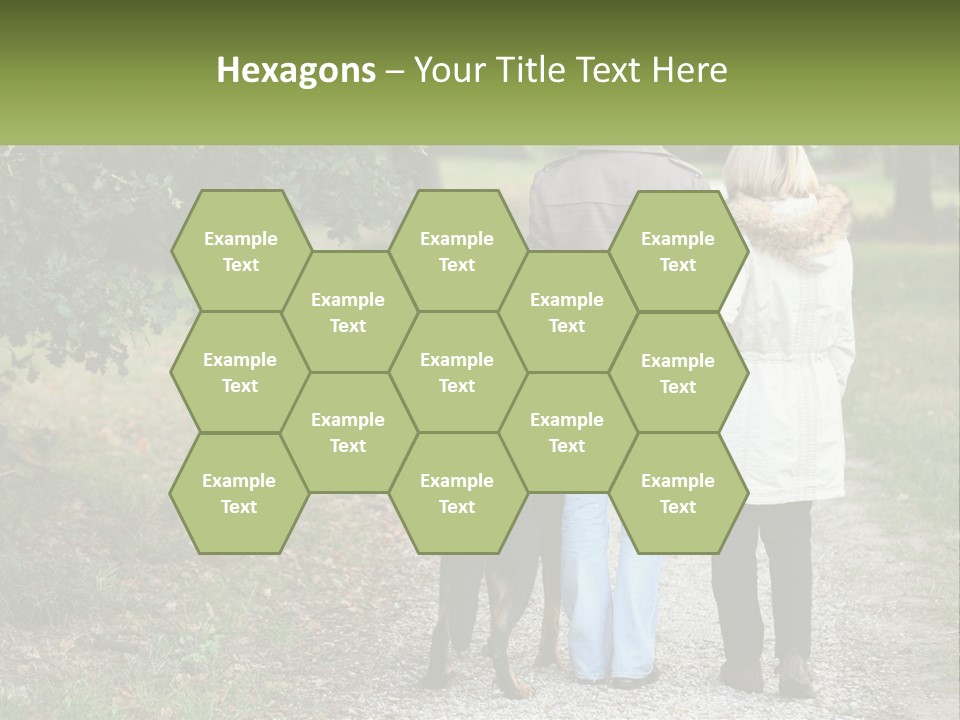 Couple On A Walk With The Dog PowerPoint Template