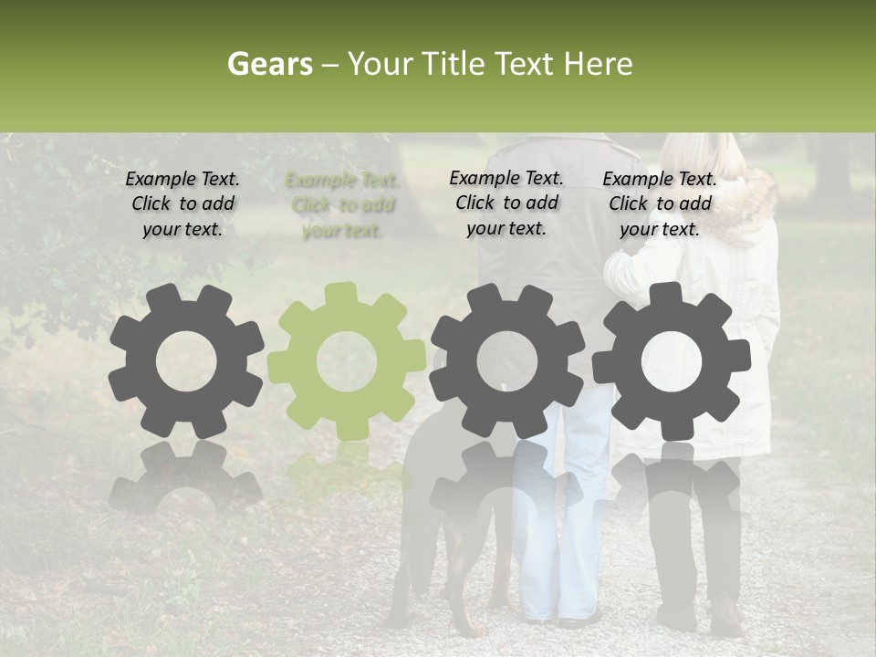 Couple On A Walk With The Dog PowerPoint Template