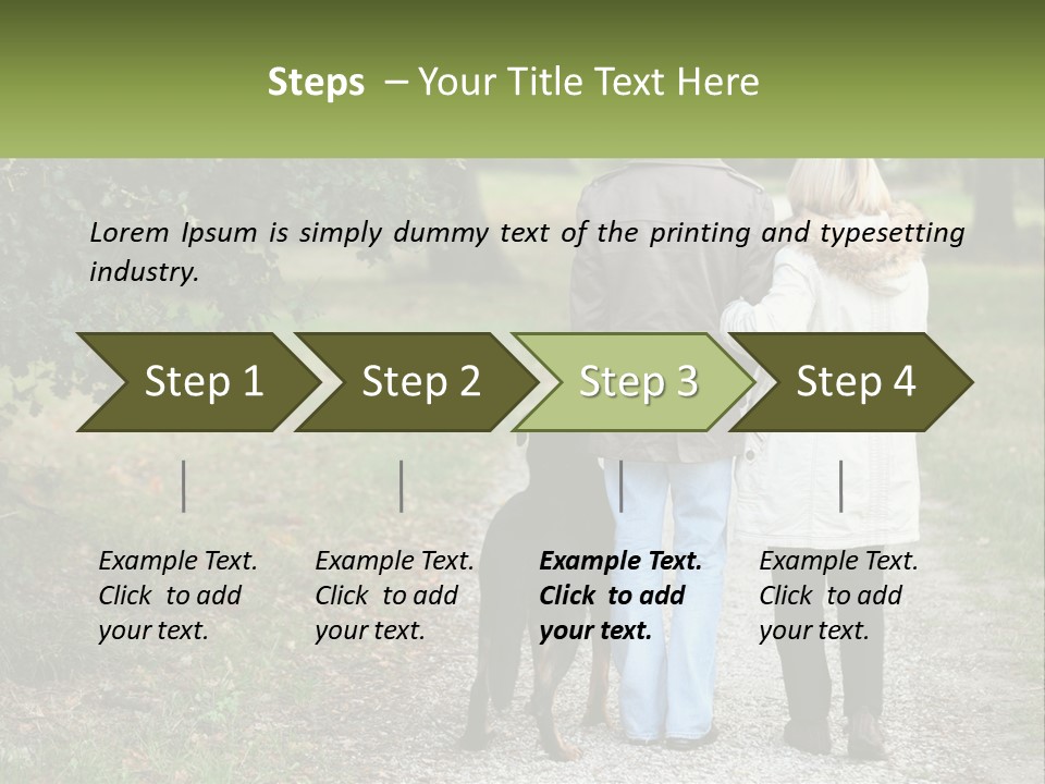 Couple On A Walk With The Dog PowerPoint Template