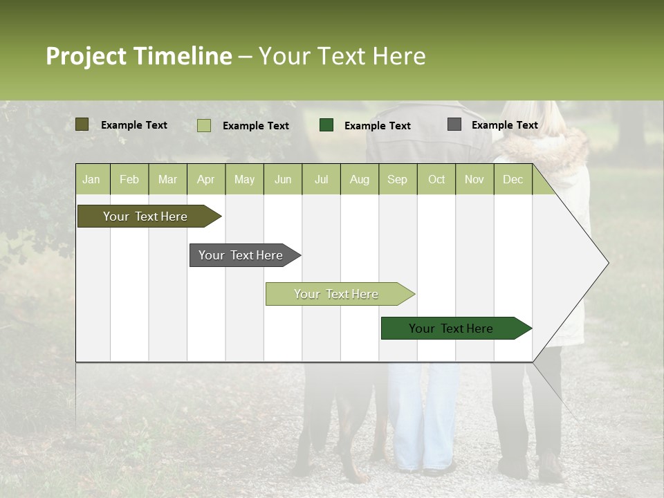 Couple On A Walk With The Dog PowerPoint Template