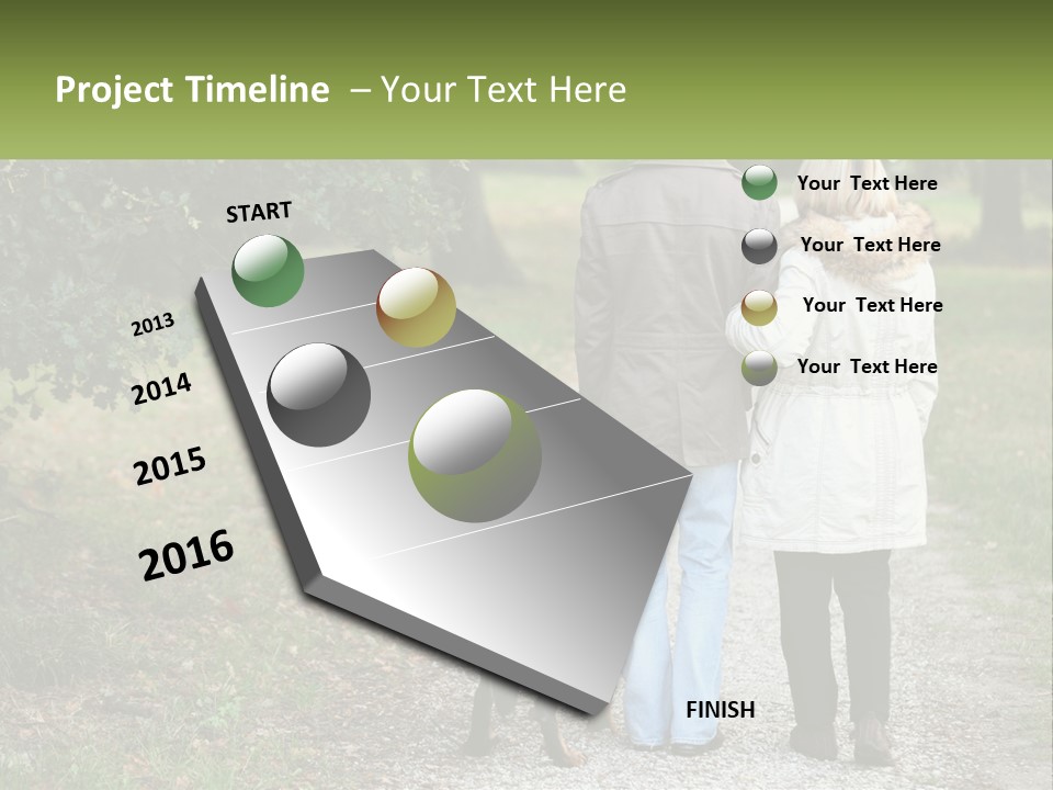 Couple On A Walk With The Dog PowerPoint Template