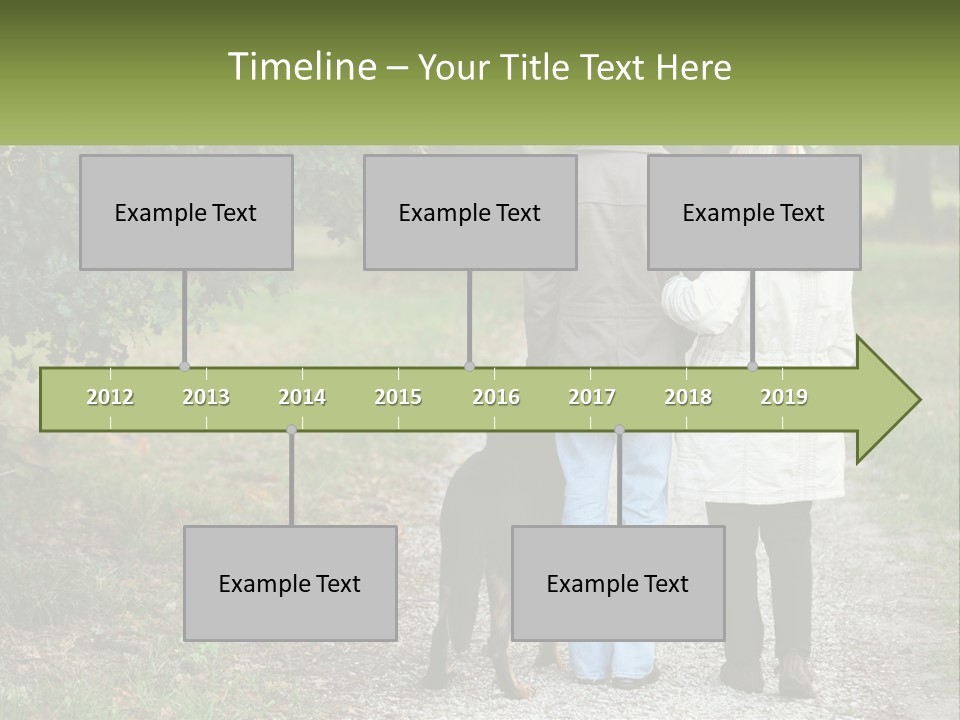 Couple On A Walk With The Dog PowerPoint Template