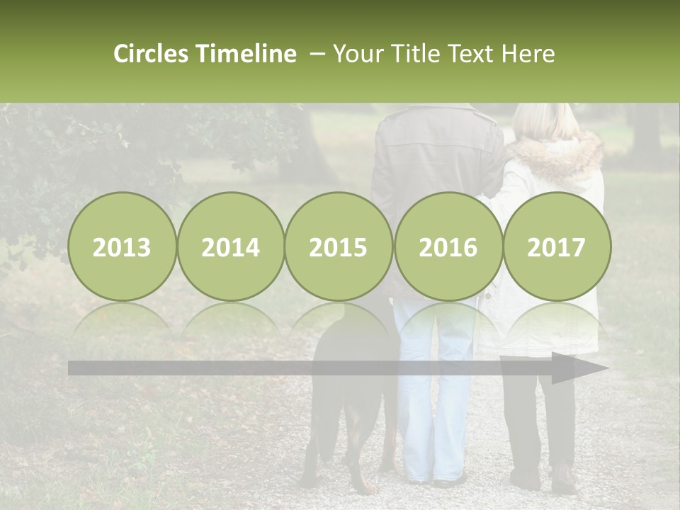 Couple On A Walk With The Dog PowerPoint Template