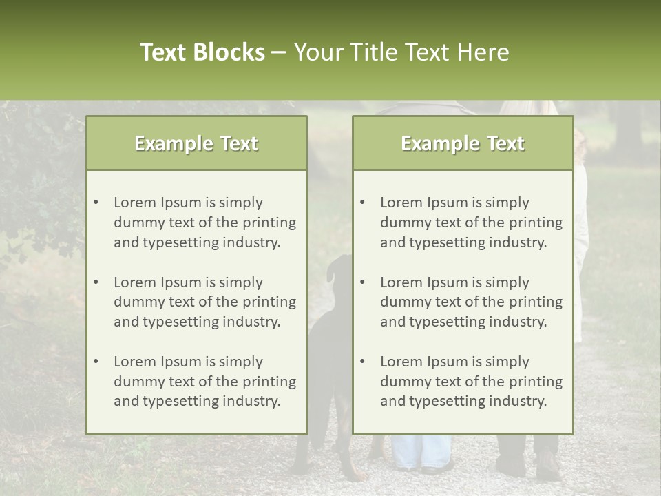 Couple On A Walk With The Dog PowerPoint Template