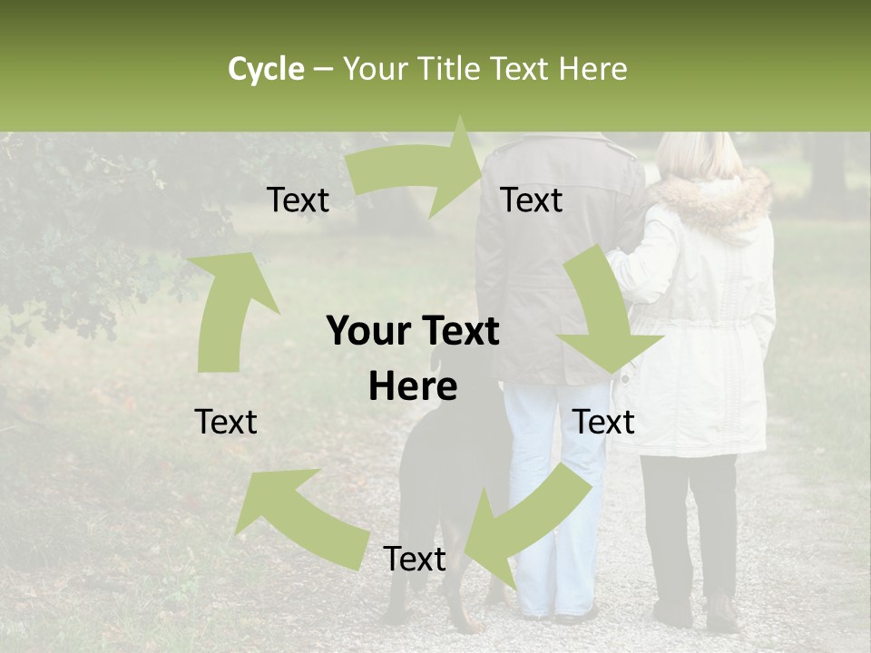 Couple On A Walk With The Dog PowerPoint Template