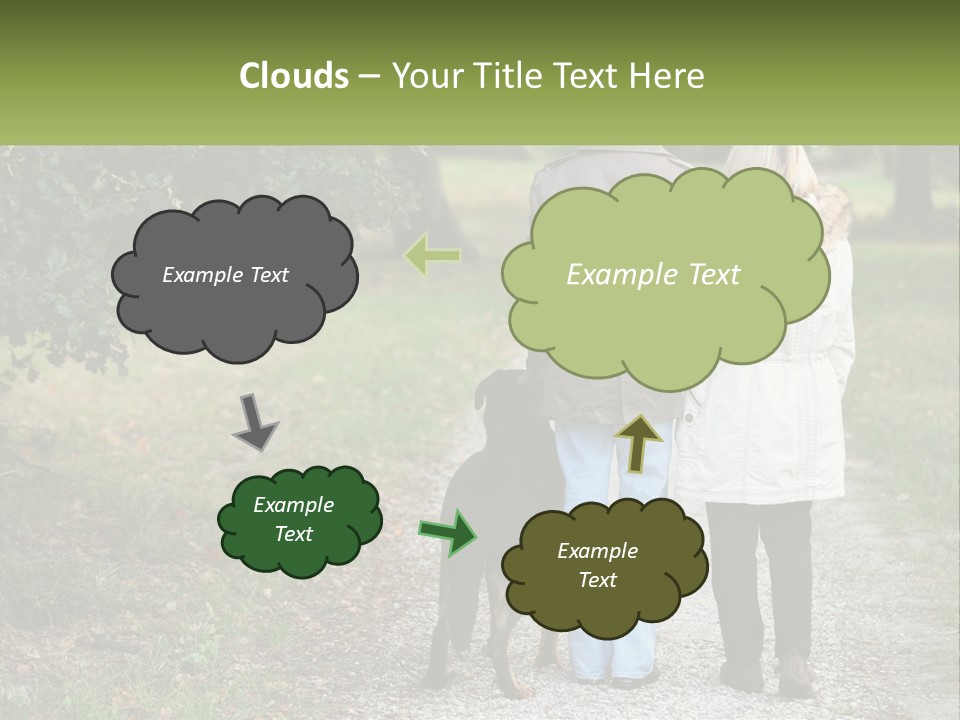 Couple On A Walk With The Dog PowerPoint Template