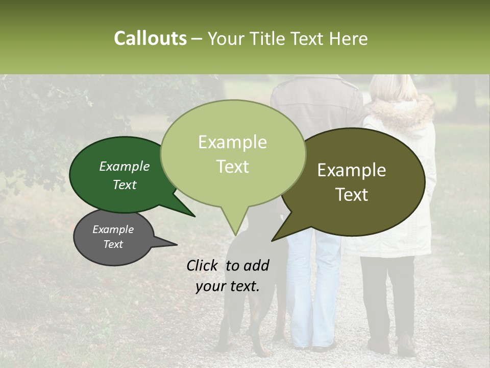 Couple On A Walk With The Dog PowerPoint Template