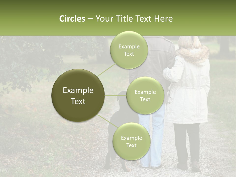 Couple On A Walk With The Dog PowerPoint Template