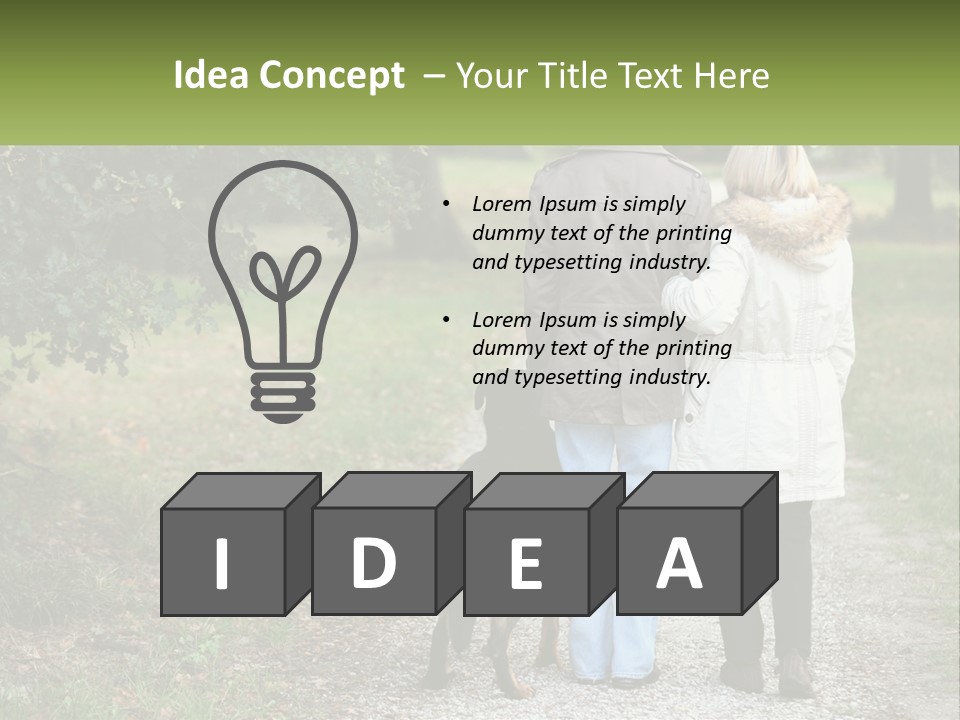 Couple On A Walk With The Dog PowerPoint Template