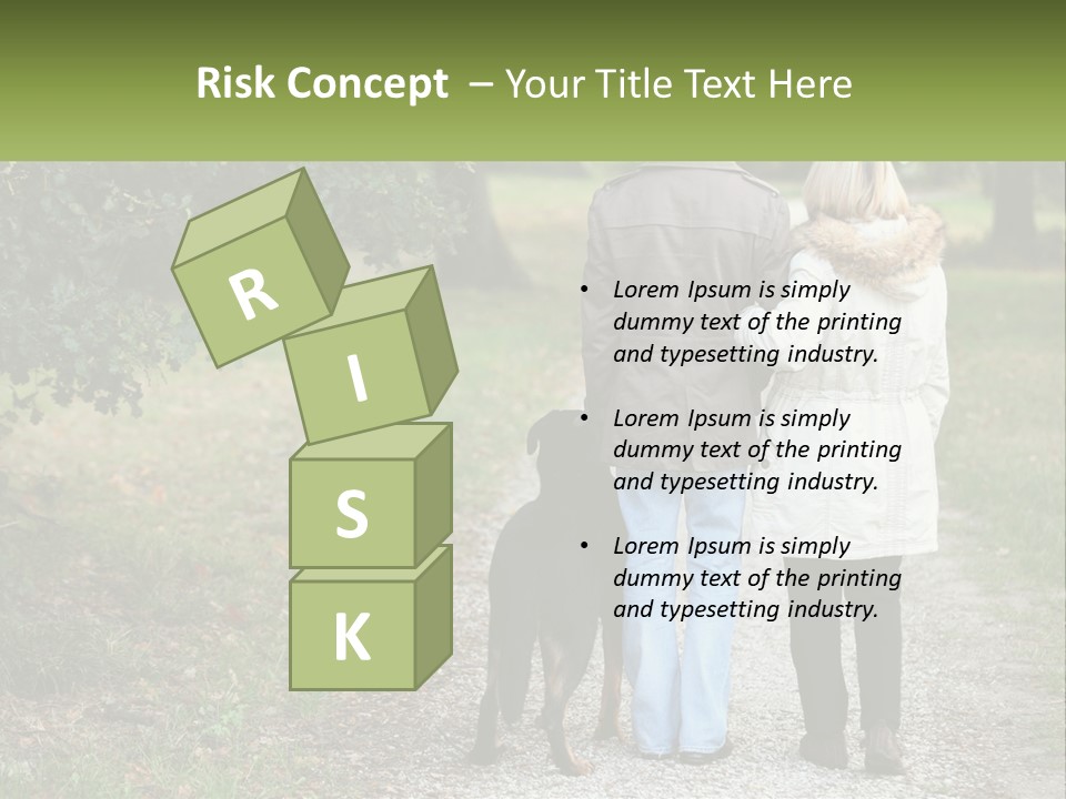 Couple On A Walk With The Dog PowerPoint Template