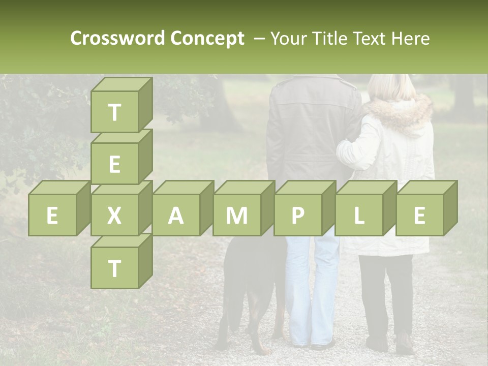 Couple On A Walk With The Dog PowerPoint Template