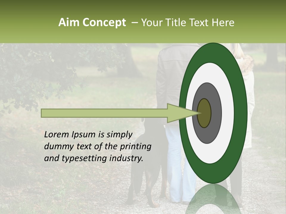 Couple On A Walk With The Dog PowerPoint Template