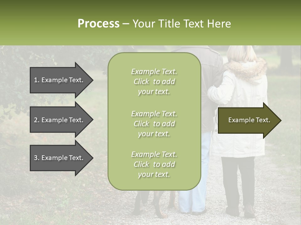 Couple On A Walk With The Dog PowerPoint Template
