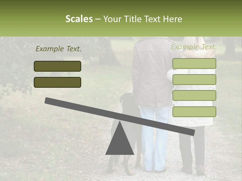 Couple On A Walk With The Dog PowerPoint Template