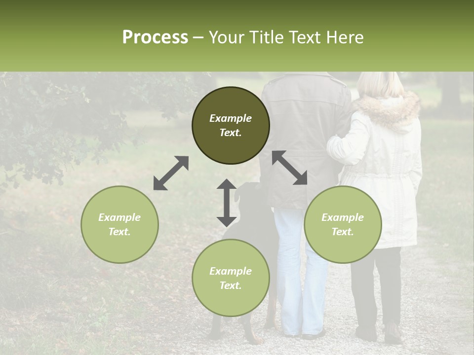 Couple On A Walk With The Dog PowerPoint Template