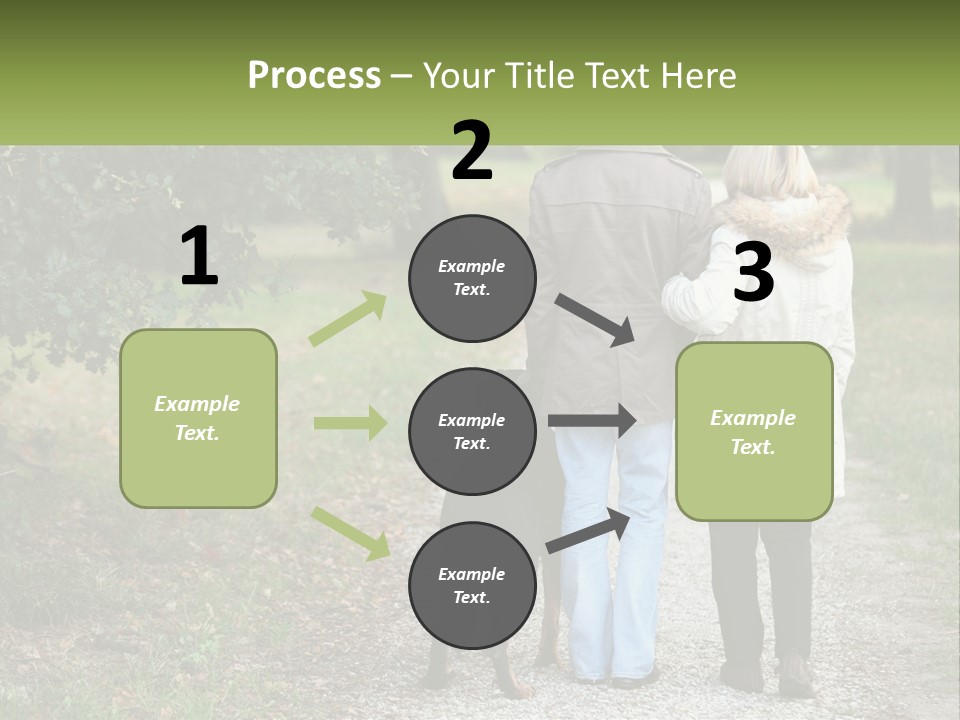 Couple On A Walk With The Dog PowerPoint Template