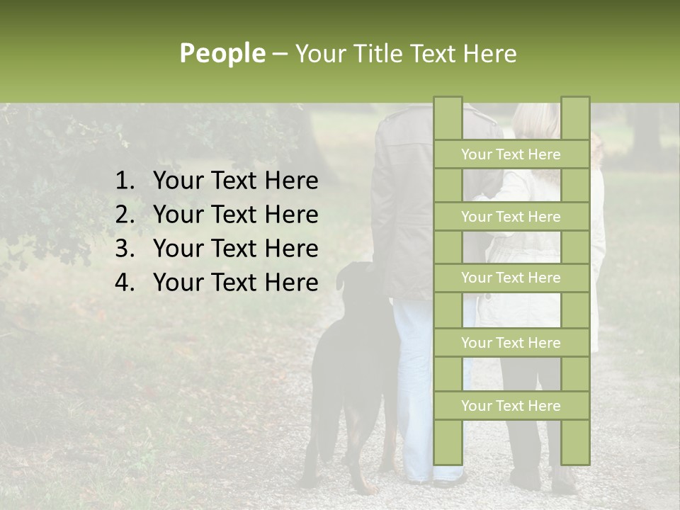 Couple On A Walk With The Dog PowerPoint Template