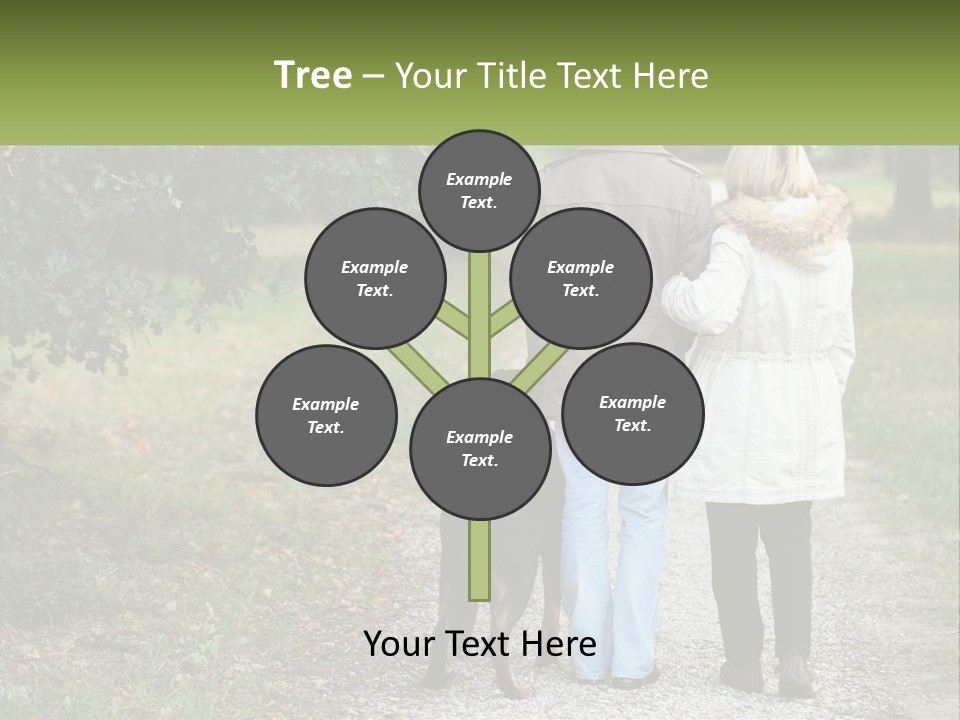 Couple On A Walk With The Dog PowerPoint Template