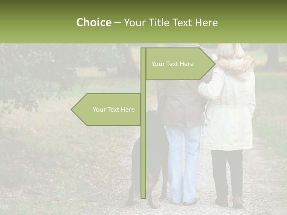 Couple On A Walk With The Dog PowerPoint Template