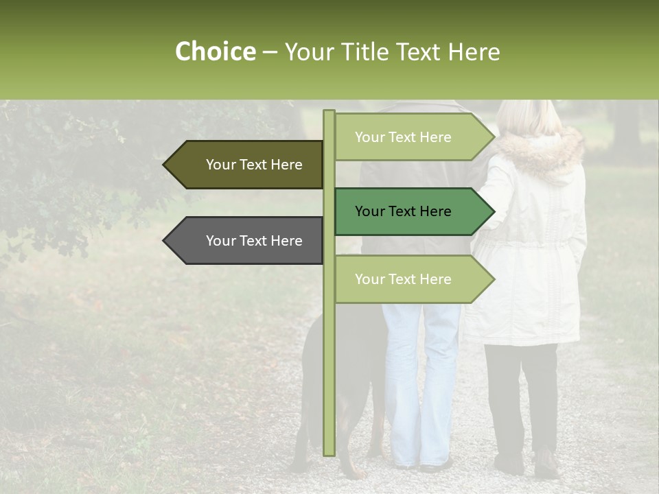 Couple On A Walk With The Dog PowerPoint Template