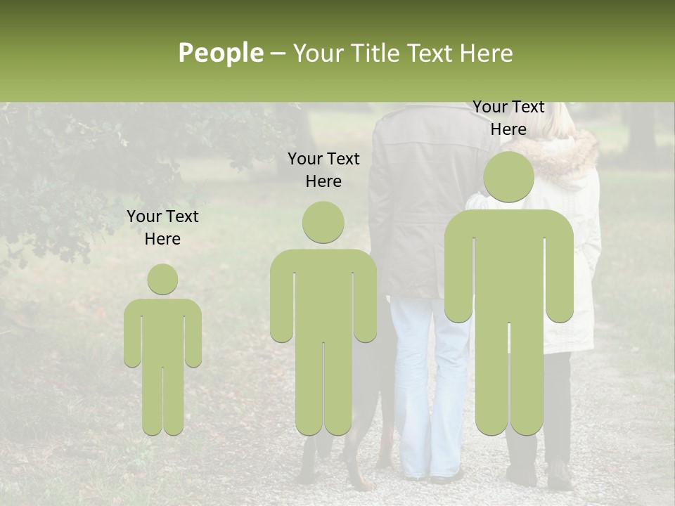 Couple On A Walk With The Dog PowerPoint Template